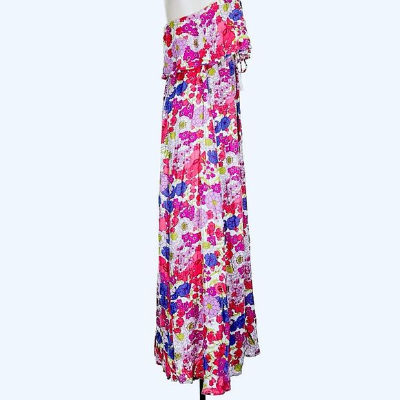 Japna Floral Bohemian Off The Shoulder Gypsy Maxi Dress With Side Slit Sz Small - Picture 6 of 7